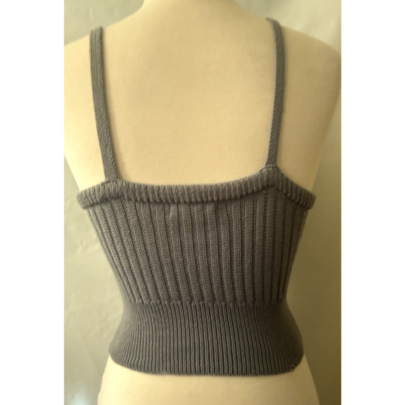 Beceel Knit Crop Top Ribbed Camisole Tee Casual Fashion Women Sz M/L - Picture 2 of 9
